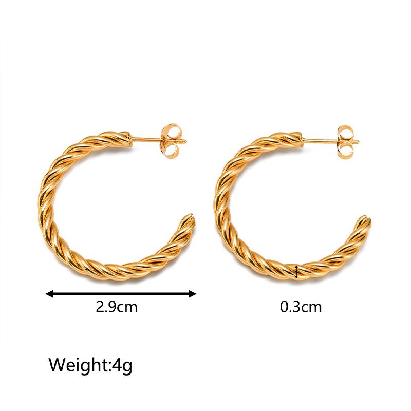 Geometrické Retro Náušnice Kruhy z Titanové Oceli - Trendy Sada z Nerezové Oceli pro Ženy