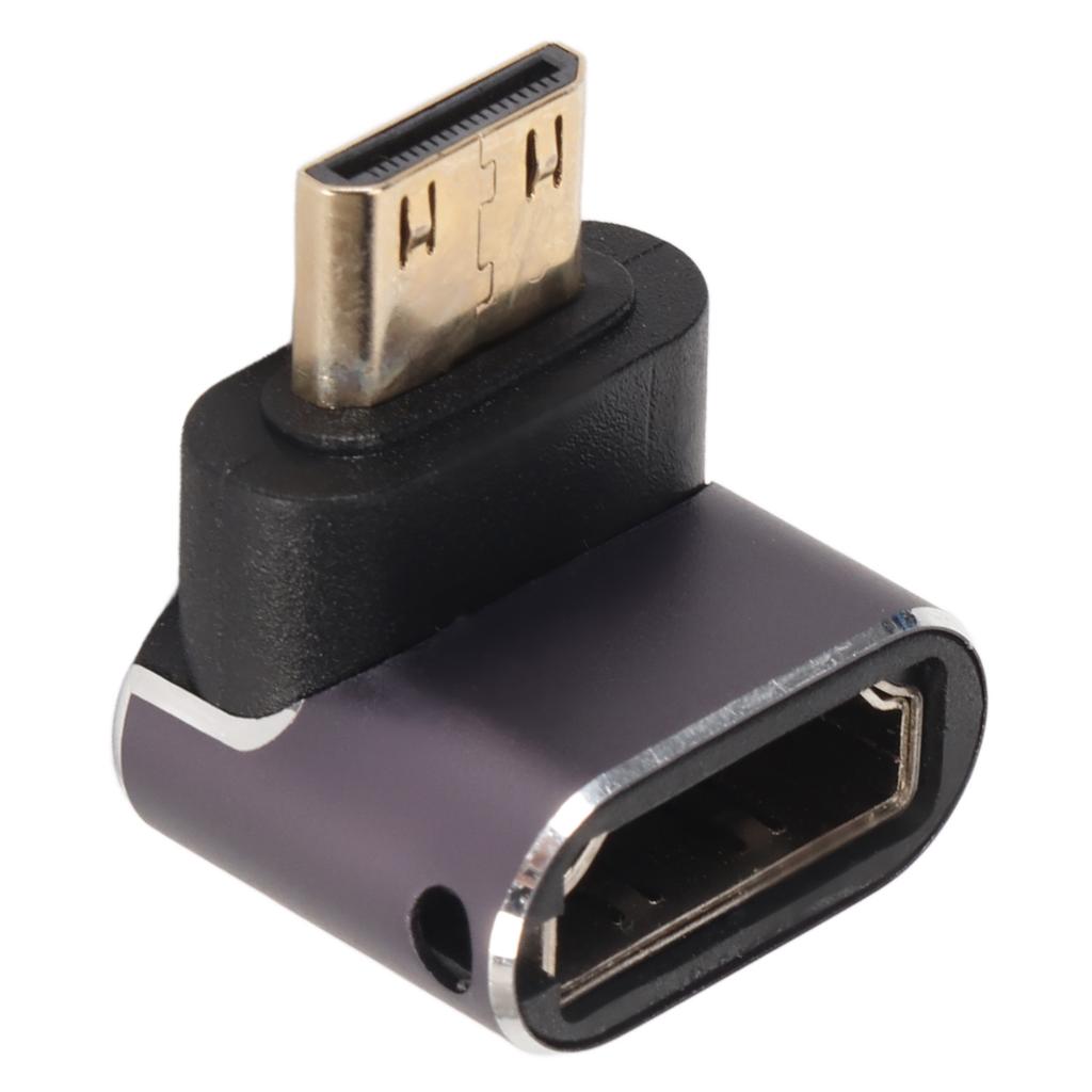 270 Degree Mini HD to HD Adapter with LED Light Support 8K UHD2.1 Plug and Play Mini HD Male to HD Female Converter for