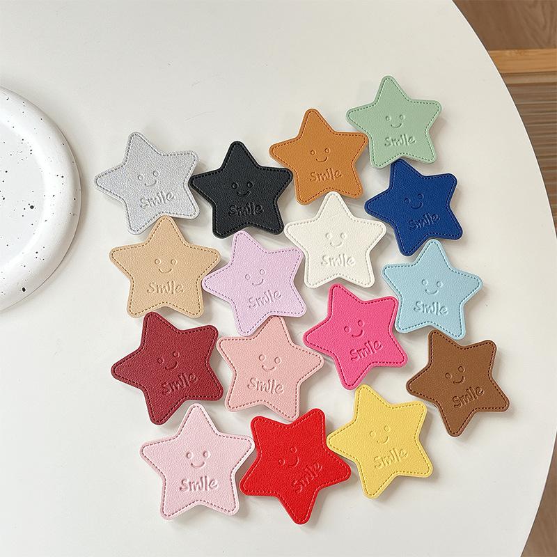 Solid Color Leather Pentagram Mobile Phone Airbag Bracket Pasted Portable Desktop Folding Ring Bracket Simple Internet Celebrity