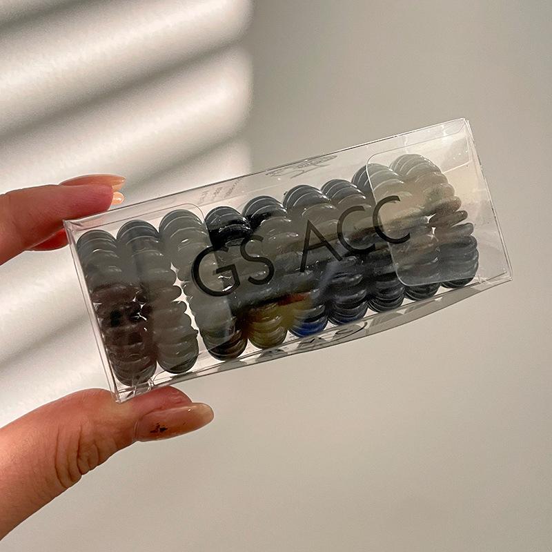 

9 шт./коробка Телефонный провод Эластичные резинки для волос без следов Прозрачные резинки Спиральные резинки для волос Аксессуары для женщин, девушек, детей