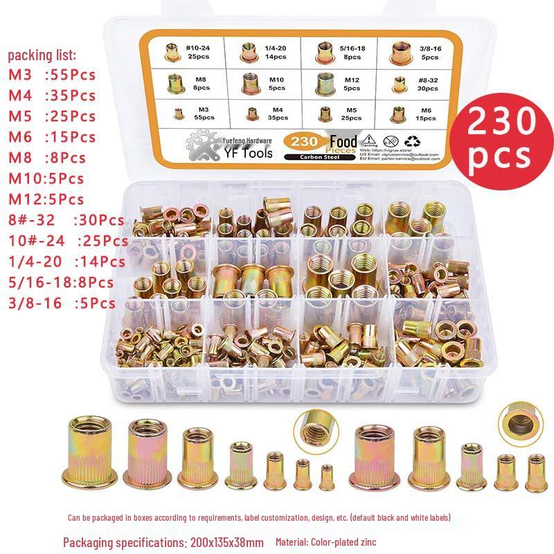 150-Piece Rivet Nut Set: Galvanized, Inch & Metric