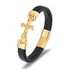 Classic Mens Leather Bracelet Stainless Steel Religious Bangles for Men Women The Cross of Jesus Catholic Jewelry Gifts