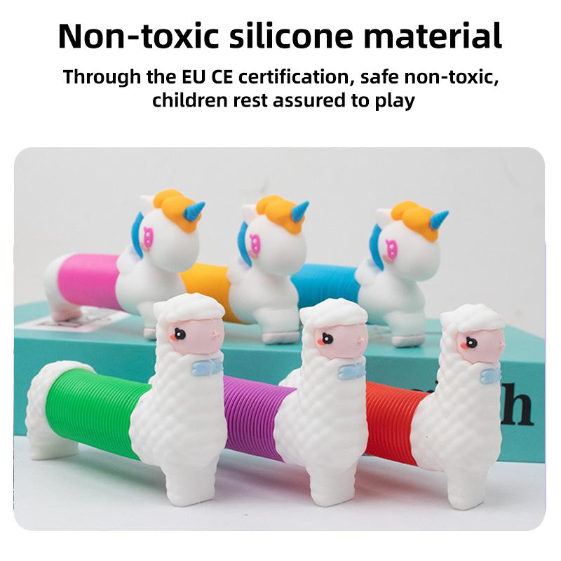 3D Luminou Pop Tube Игрушка Силиконовая Альпака Единорог Push It Bubble Balls — фото 4