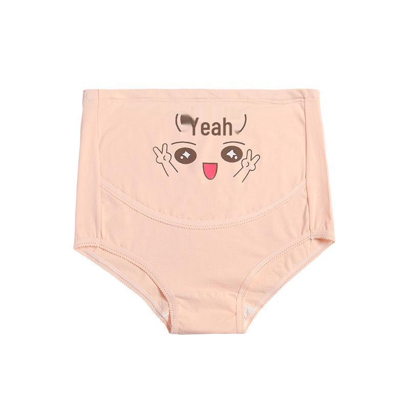 Plus Size Maternity High Waist Cartoon Underwear - Breathable & Adjustable Abdomen Support