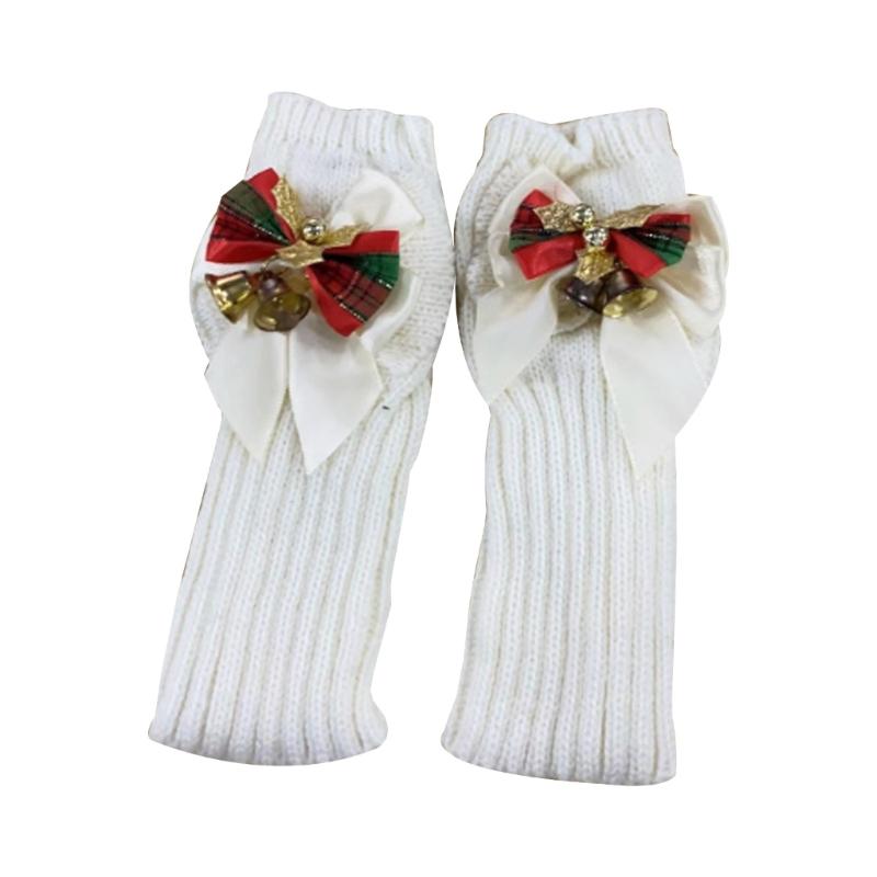 Knitted Gloves Winter Half Finger Mittens Stretchy Touchscreen Christmas Gloves for Kids Teenagers Winter Presents