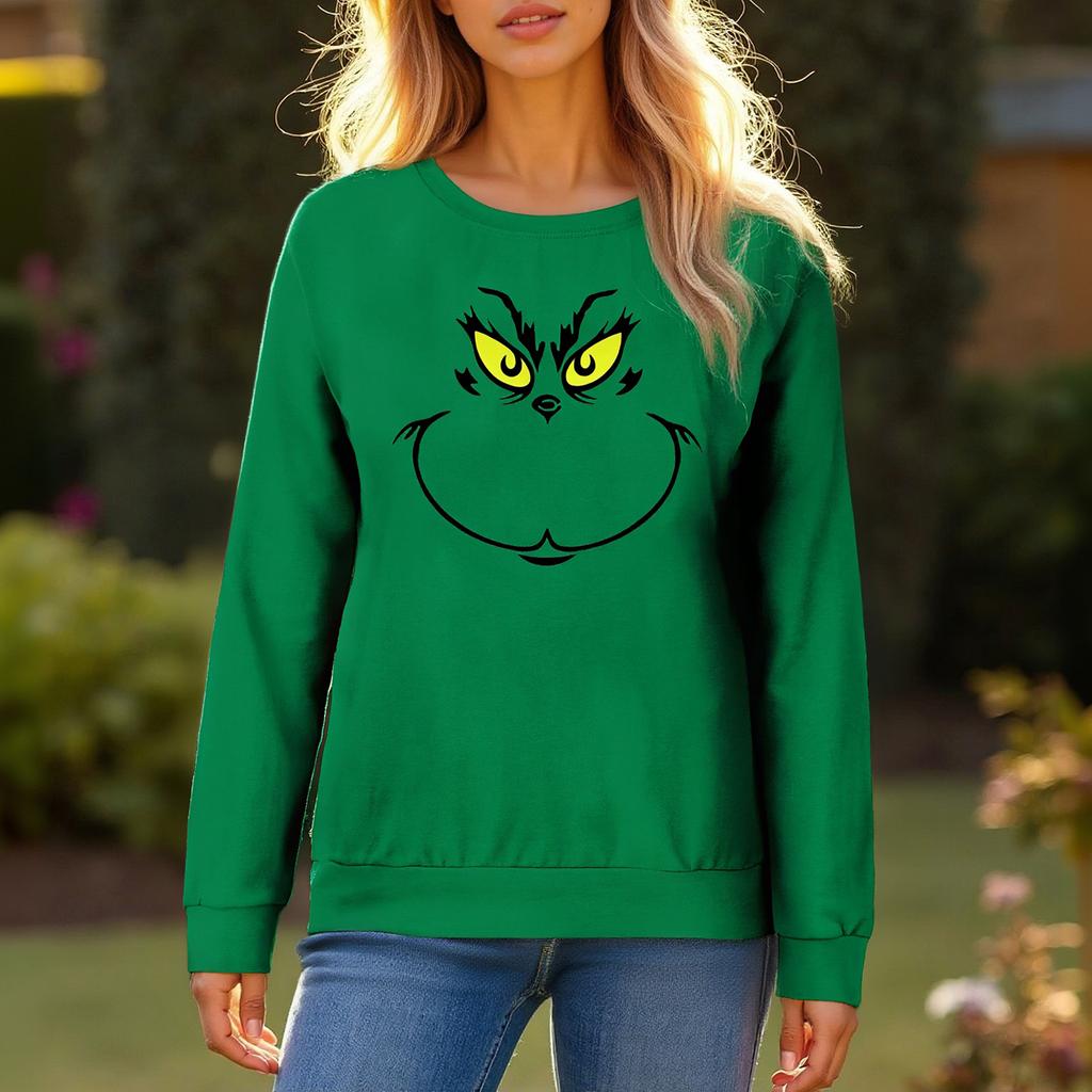 Women's Fashion Printed Long Sleeve Sweater Crewneck Stitching Top Casual Comfortable Pullover Top