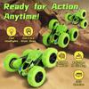 Threeking RC Stunt Cars Remote Control Car Double-Sided Driving 360-degree Flips Rotating Car Toy, Green