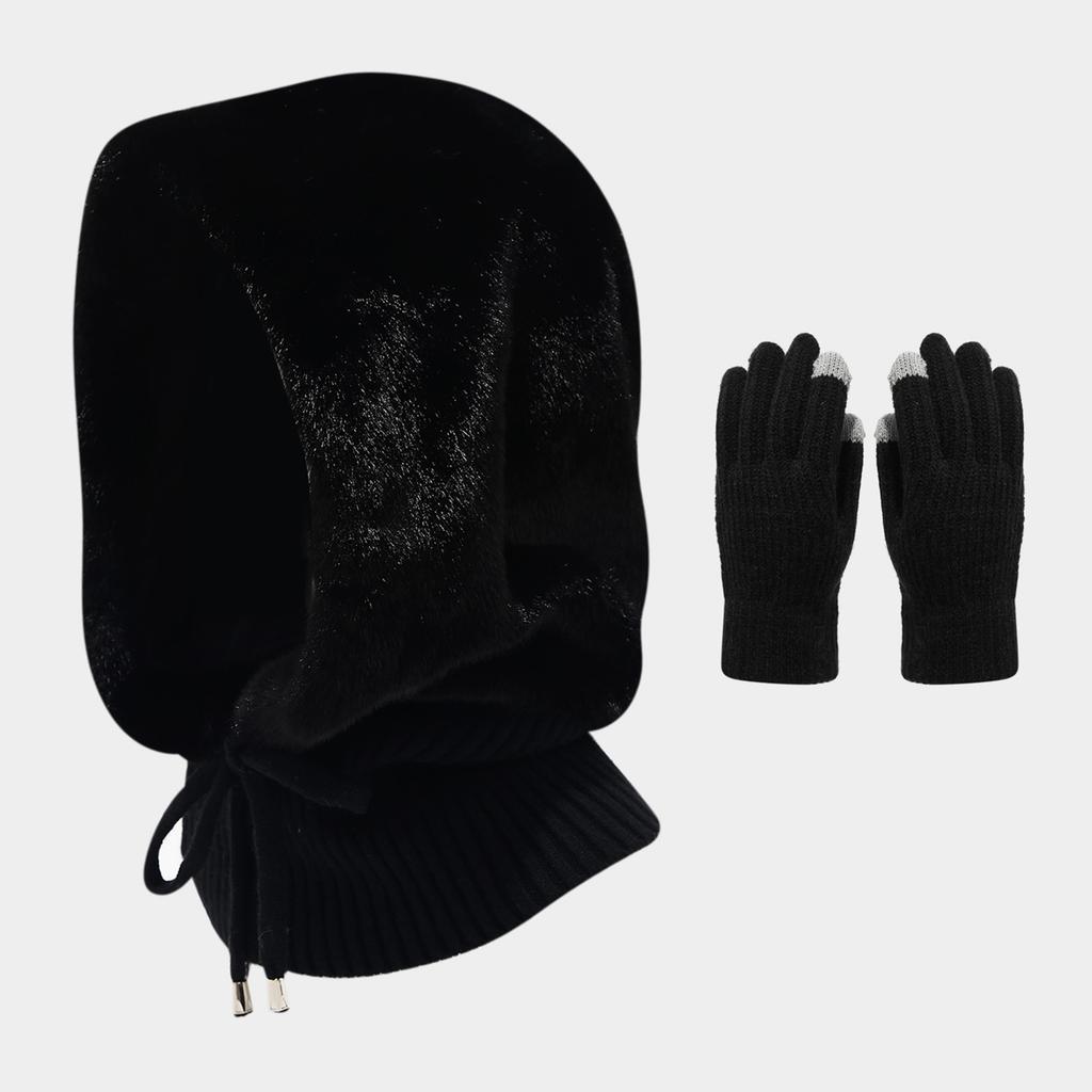 Adult Winter Trapper Hat, Neck Cover and Gloves Set, Windproof Lined with, Warm Outdoor Set
