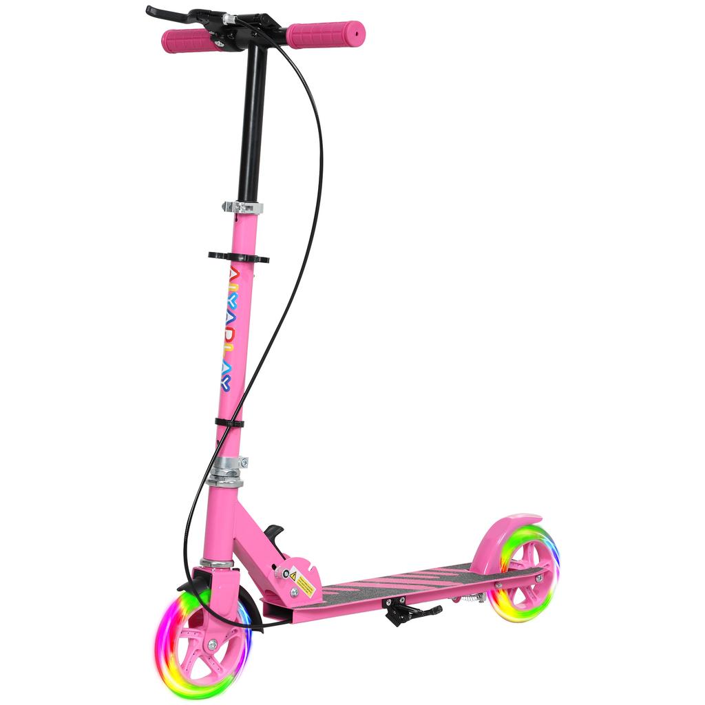 Kinderroller, Doppelte Bremsen, Metallrahmen, Fußstütze, Faltbar, 3-8 Jahre, Pink