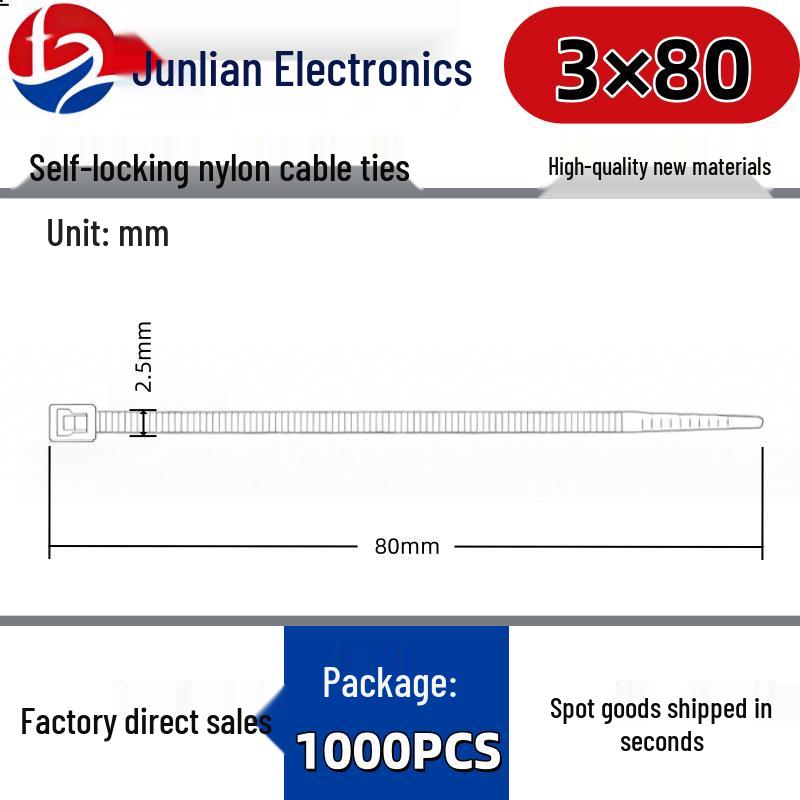 Multi-Size Self-Locking Nylon Cable Ties: Colored Plastic Straps for Binding and Bundling