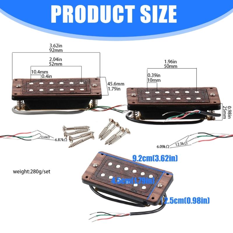 Humbucker Tonabnehmer Set mit Keramikmagneten und Holzrahmen für Gitarren-Upgrade Hoher Output Klarer Klang Einfache Installation