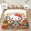 3pcs Hello Kitty's Artistic Haven Quilt Set - Soft and Comfortable Bedroom, Guest Room and Dorm Decor Bedding Set 1 Quilt Cover + 2 Pillowca
