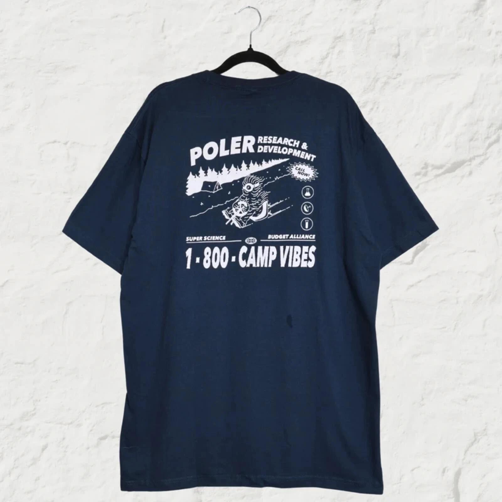 Poler RND Sasclops T Shirt Navy Streetwear Graphic Tee Retro Back Print Size L 2XL