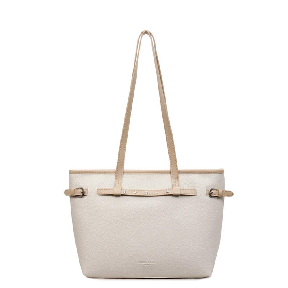 PU Leather Solid Color Large Capacity Tote Bag Casual Style Shoulder Bag Simple Design Hand Carry Purse for Women Use Bags