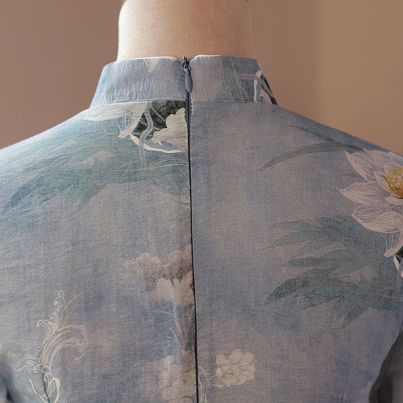 Elegant Blue Retro-Style Cheongsam for Girls - 2024 New Small Size