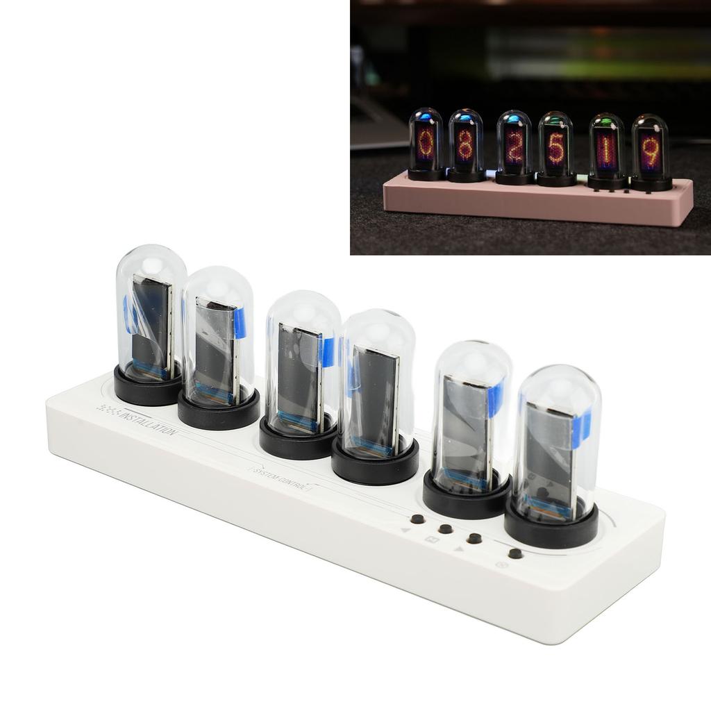 Tube Clock Kit Wireless Control with 6 Bit LCD Screen 12 24 Hours RGB Backlit Desktop Decoration