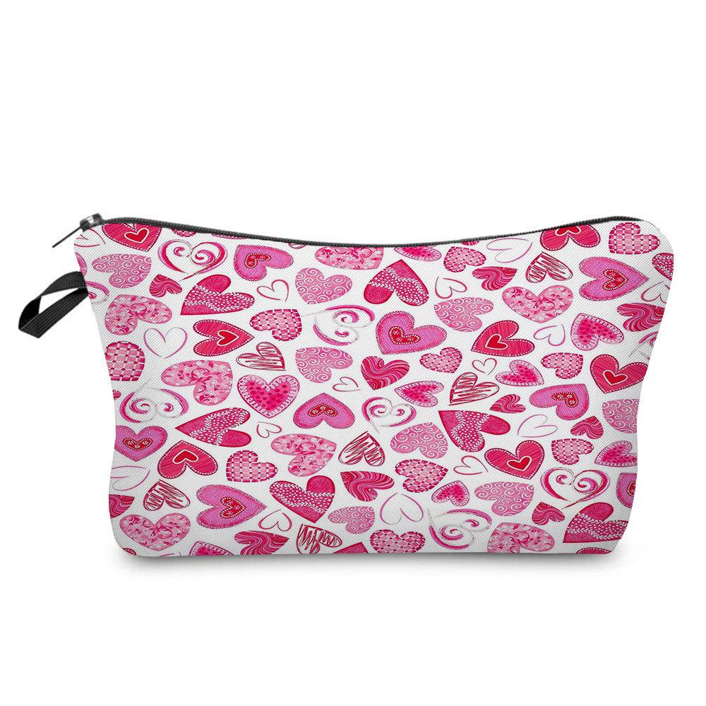 Women Hearts Print Cosmetic Bag Toiletries Organize Travel Storage Case KTB