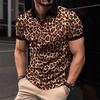 2026 Summer New Men's Leopard Print Short Sleeved T-shirt Men's Polo Shirt with Collar Polo Shirt Men's