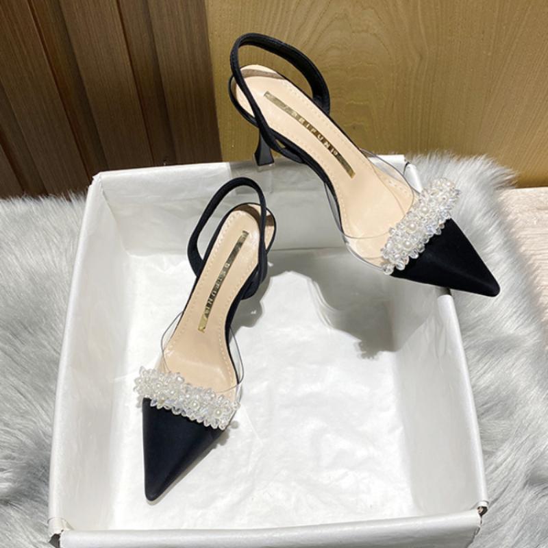 Mode Damen Slingback High Heels Sommer Luxus Sandalen Damen Designer Elegant Spitzschuh High-Heel Sandalen Transparent Party Schuhe