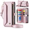 Zipper Leather Wallet Case for Samsung Galaxy S26 S25 Ultra S24 Plus S23 FE S22 S25U S26U Lanyard Stand Shell Phone Cover Bag