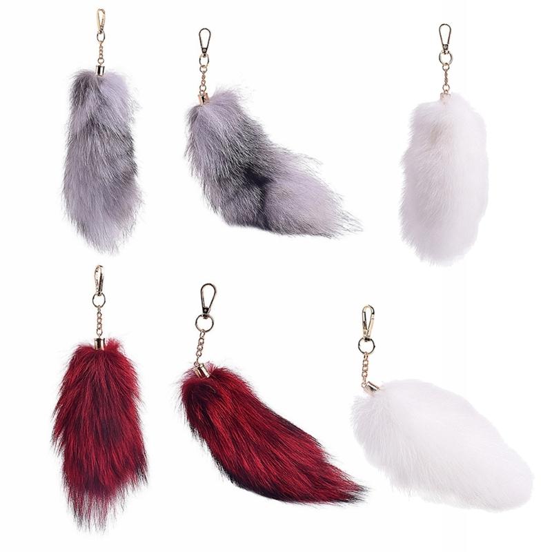 Imitation Furs Foxes Tail Keychain Pendant Toy Car Key Pendant Keyring for Car Keys Bag Backpack Decor Kids Toy Gift