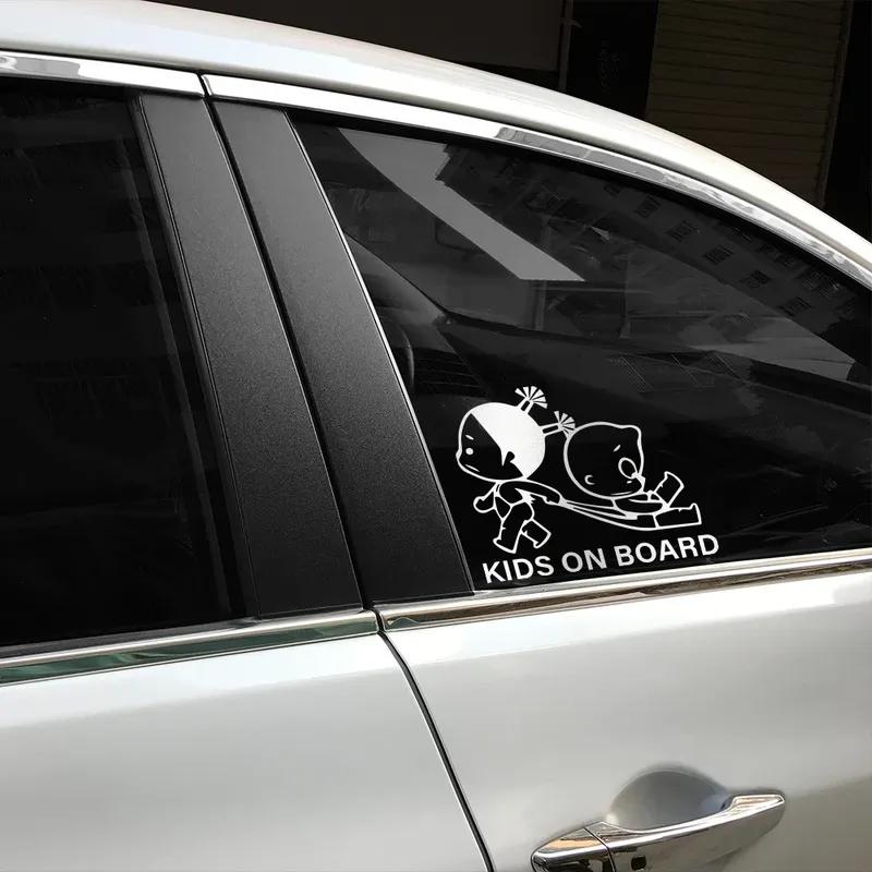 Car Body Window Windshield Creative Vinyl Decal Sticker Kids On Board Safety Warning Sign Decoration Auto Exterior Accessories