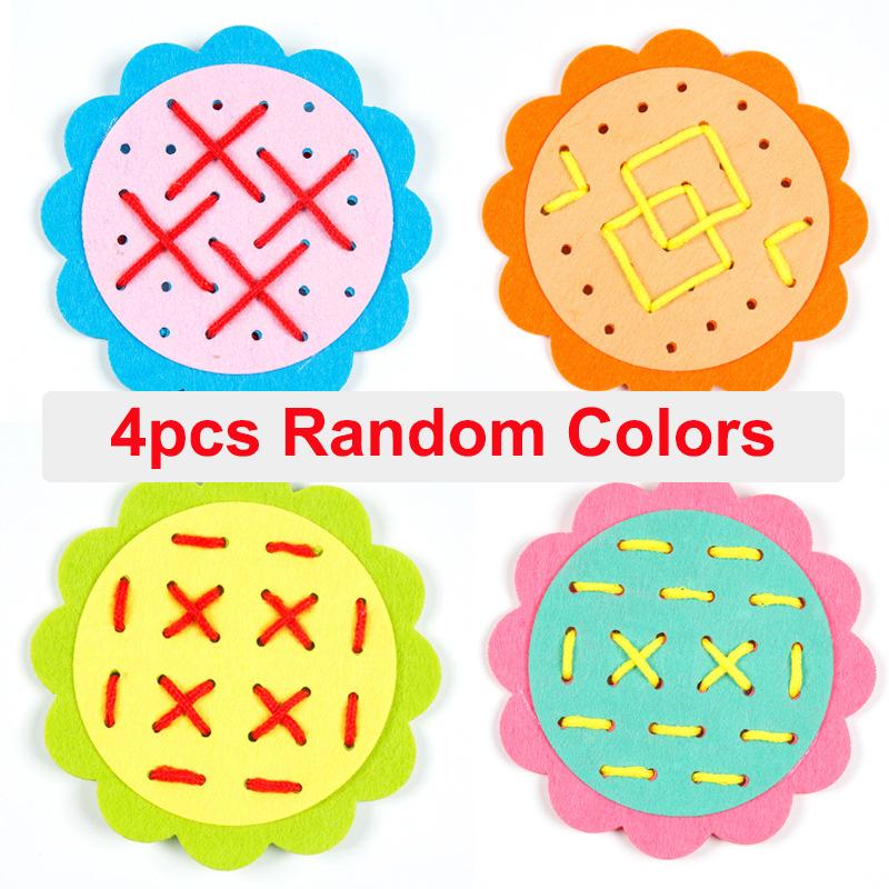 

4pcs Random Color Cloth Sunflower Threading DIY Crafts Toys Kids Montessori Educational Craft Kits for Children Stringing Games