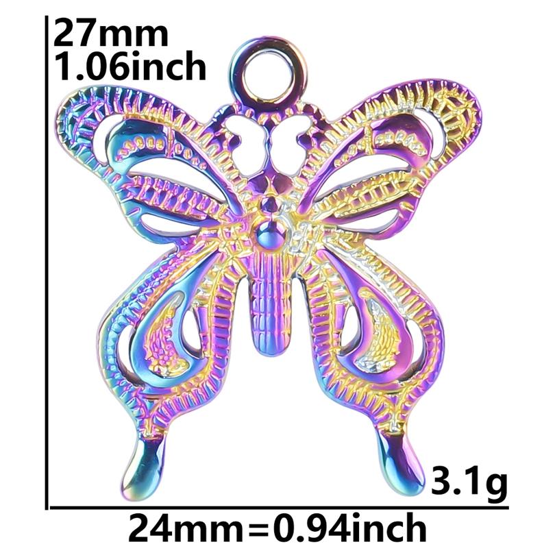 Fashion Rainbow Color Stainless Steel Butterfly Charms For Jewelry Making Supplies Animal Pendant Charm Bee Wolf Insect Findings