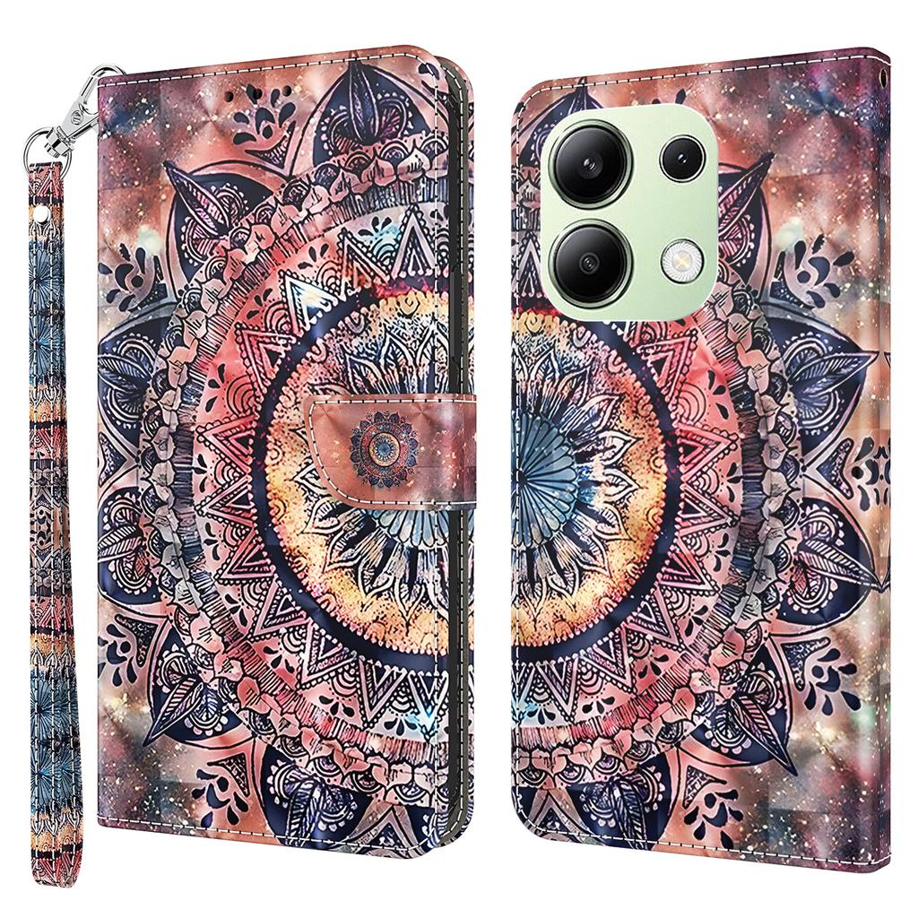 For Xiaomi Redmi Note 13 4G Leather Case 3D Pattern Printing Phone Wallet Cover