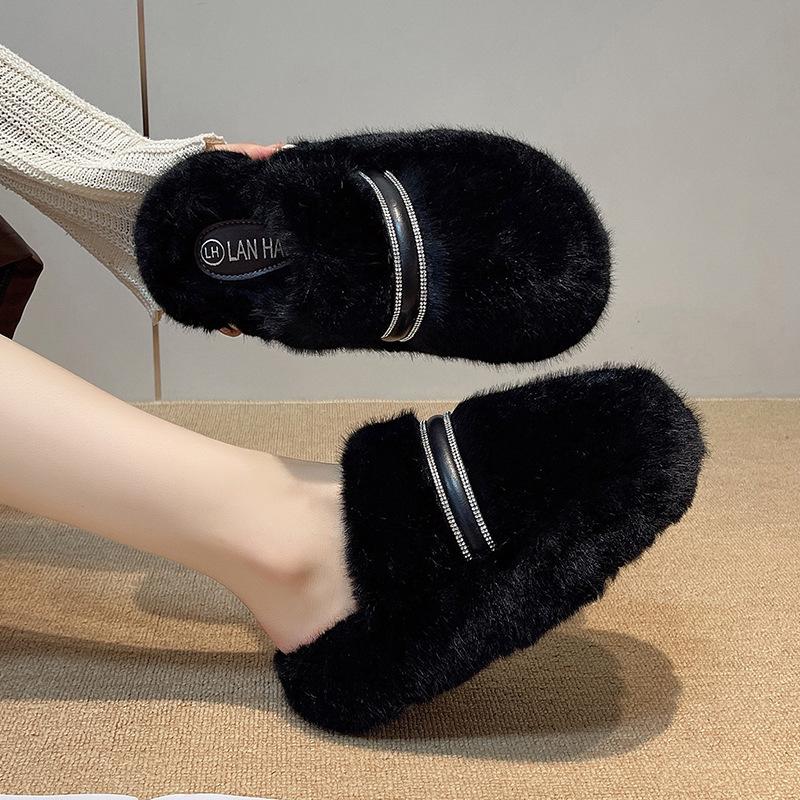 2025 Autumn and Winter Korean Version Cotton Shoes Plush Shoes Warm Plush Shoes Soft-soled Versatile Cotton Slippers