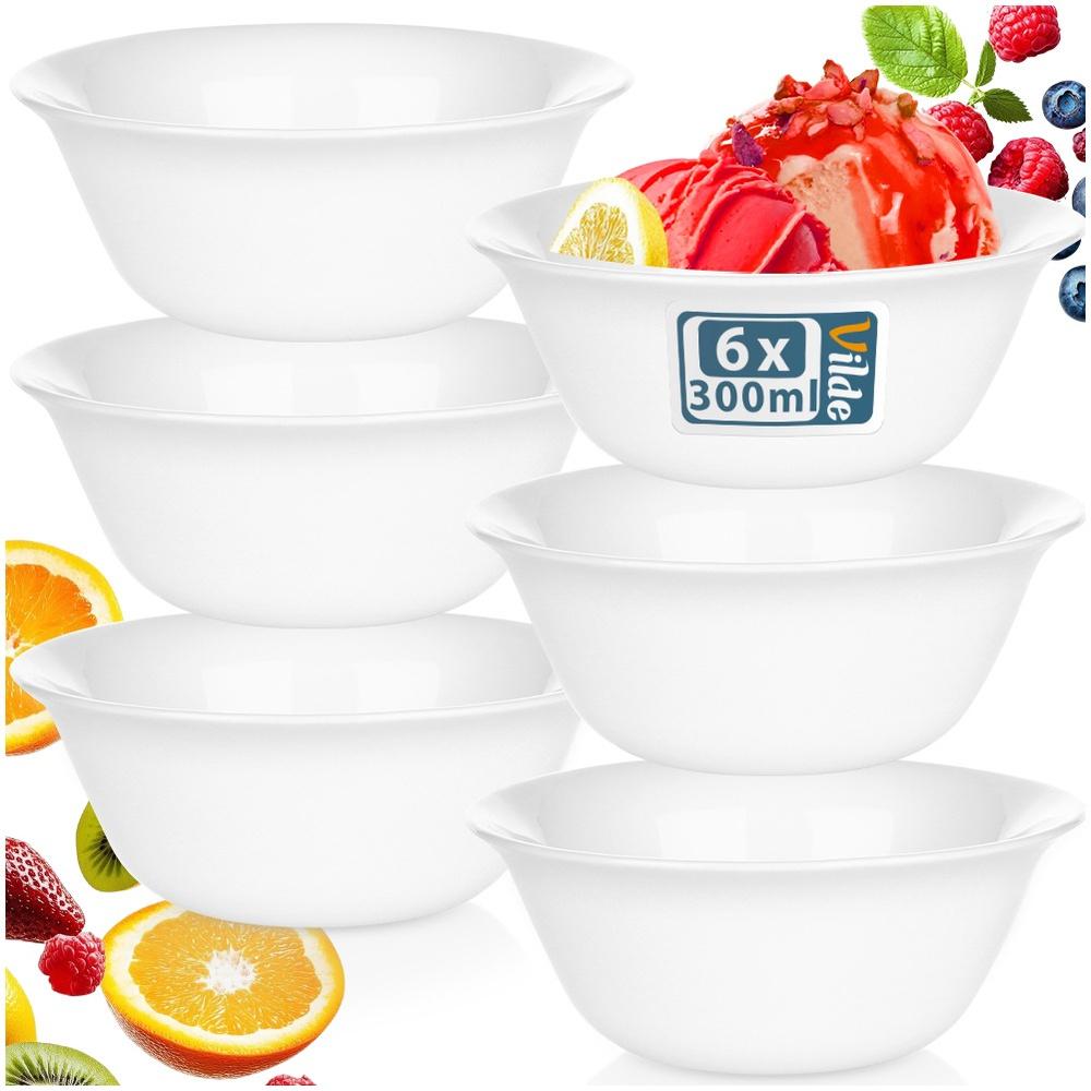 Deep Glass Dinner Plates, White, 21.5 Cm, 400 Ml, 6 Pcs.