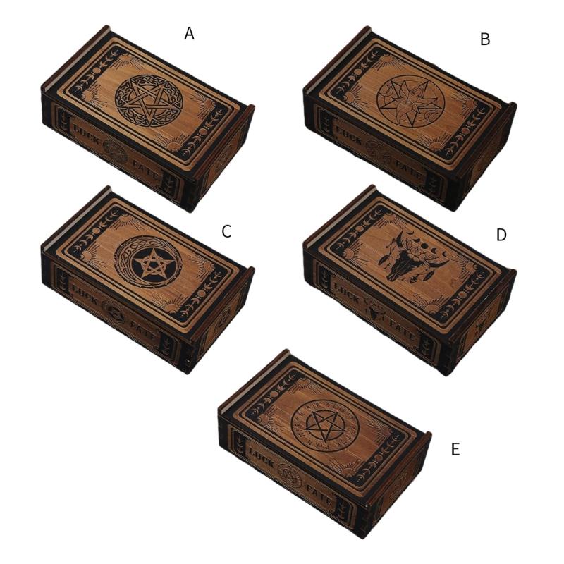 Portable Wood Tarot Cards Box Push Pull Cards Box Gift Case Divination Card Storage Container Witch Decoration Enduring
