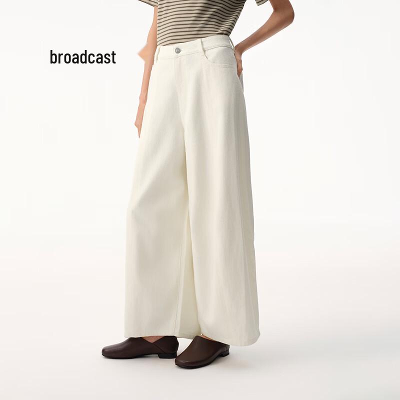 Broadcast Women s White High-Waist Wide-Leg Denim Pants L белый