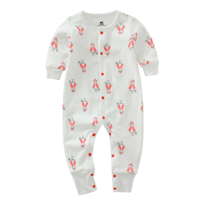 Erkek ve Kız Çocuklar İçin Saf Pamuk Uzun Kollu Bebek Tulumu - Dört Mevsim İçin Çift Katmanlı