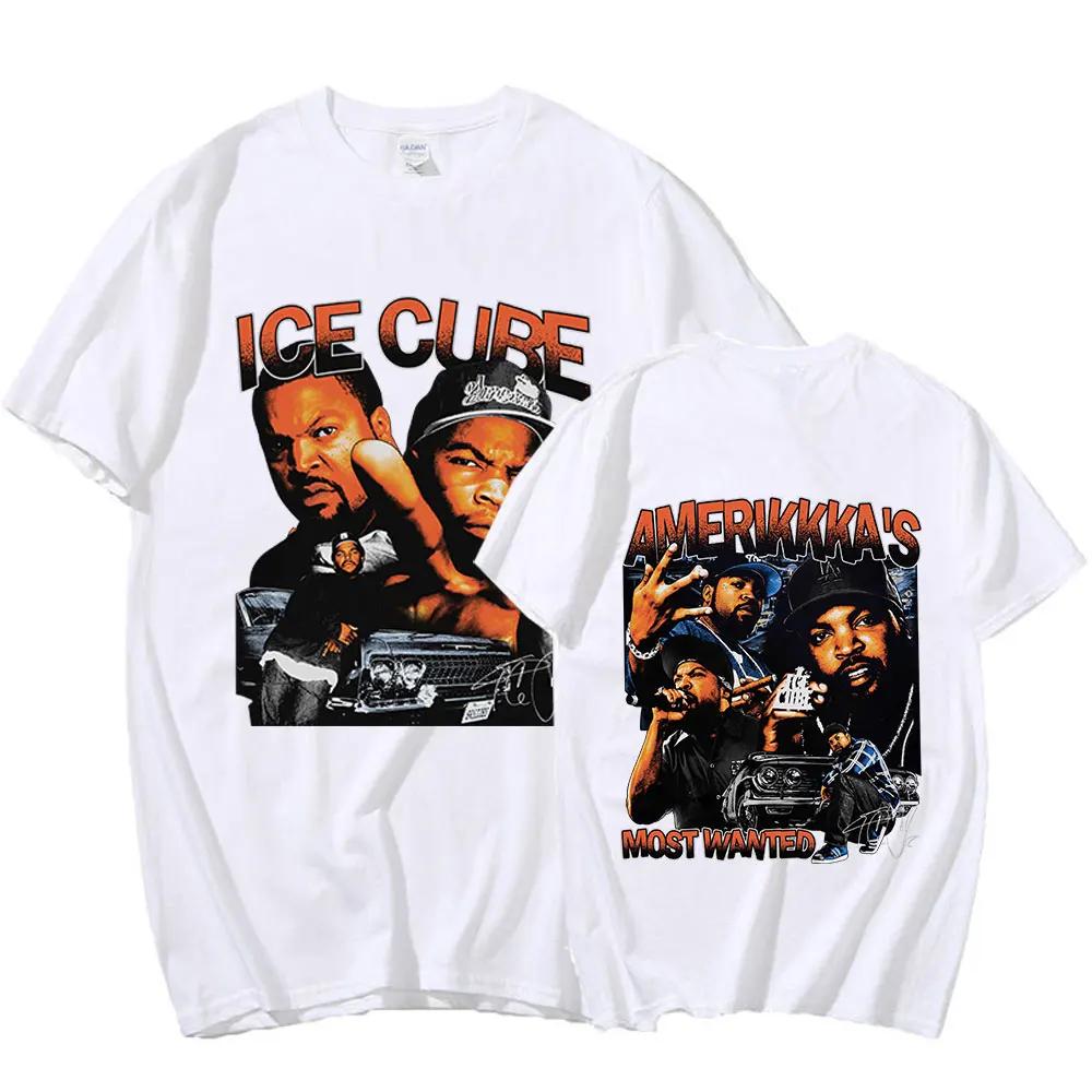 90s Rapper Ice Cube Amerikkka's Most Wanted T-shirt Fashion Vintage Harajuku T Shirt 100% Cotton Casual Tee Shirt Oversized
