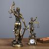 Bronze Goddess Themis Sculpture: Justice Law Scales Ornament for Lawyer's Office