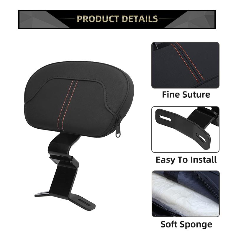 Motorcycle Front Driver Rider Backrest PU Leather Cushion Pad For Harley Touring CVO Electra Road Street Glide Road King 09-22