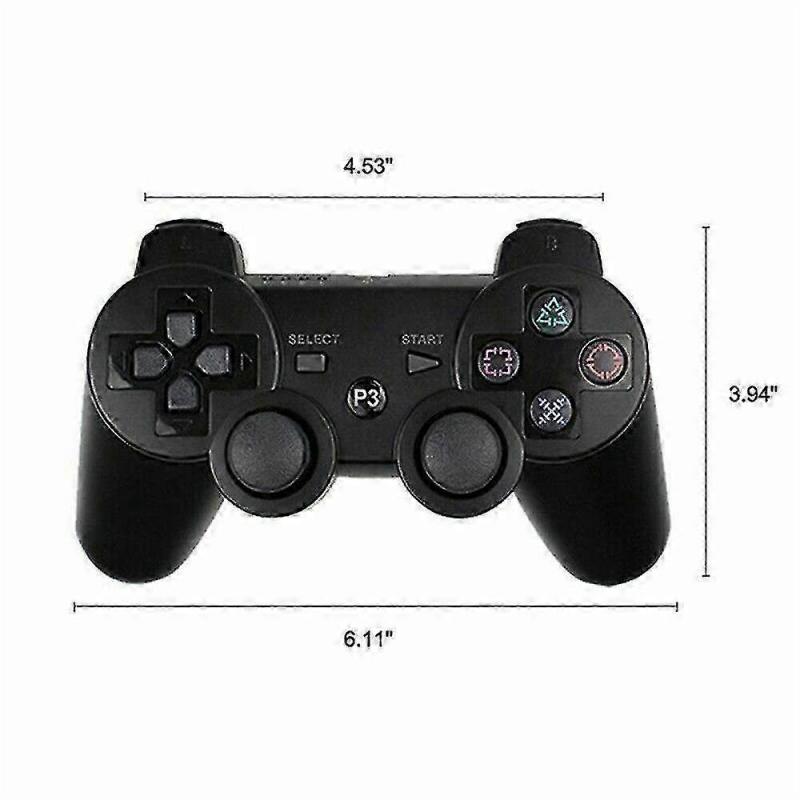 Wireless Bluetooth Controller for PS3, Rechargeable Gamepad with Vibration, Dual Joysticks & Gyroscope, Compatible with PlayStation 3 Console (Black)