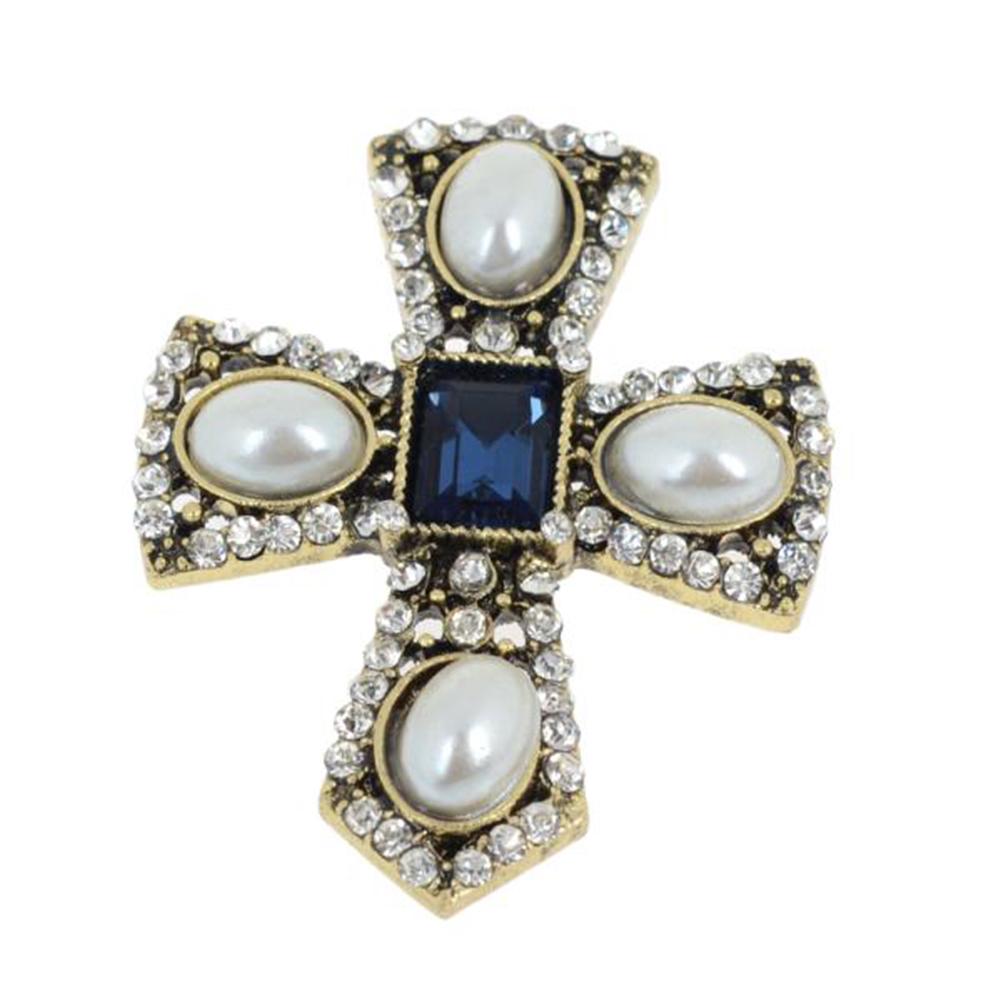 Kvinnor Retro Punk Style Crystal Rhinestone Cross Brosch