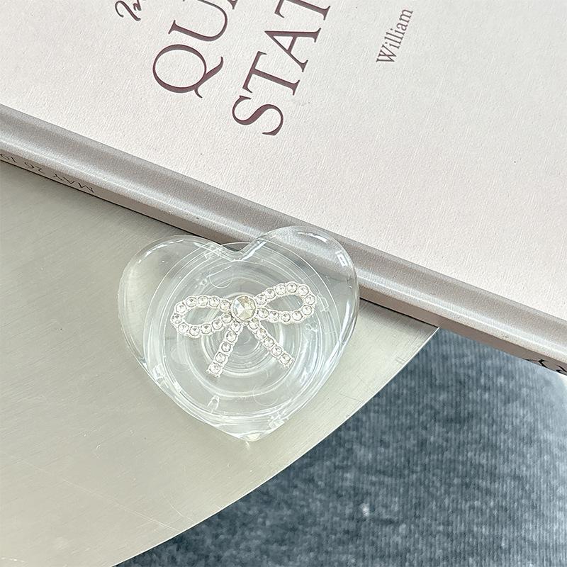 Transparent Mobile Phone Airbag Bracket, Paste-Type Love Bow Air Cushion, Retractable Desktop Support Frame, Lazy Ring.