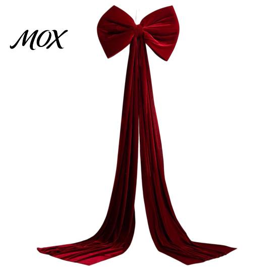 Reusable Event Ornaments Large Burgundy Velvet Bow, Giant Hanging Wall Decor for Indoor Wedding Backdrop, Christmas Tree Topper, Bridal Shower