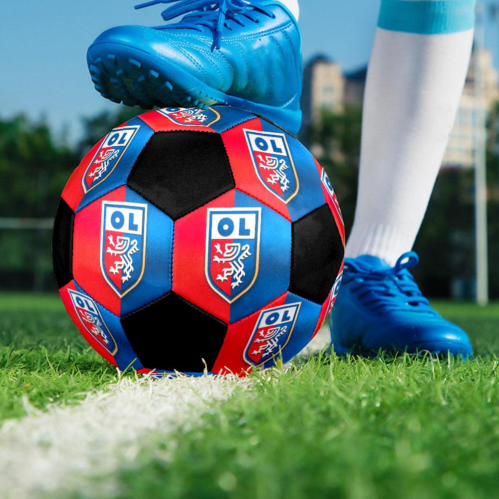 Pallone da Calcio Olympique Lyon Taglia 5 Colorato Cucito a Macchina PVC Pronto per la Competizione Resistente Alta Rimbalzabilità