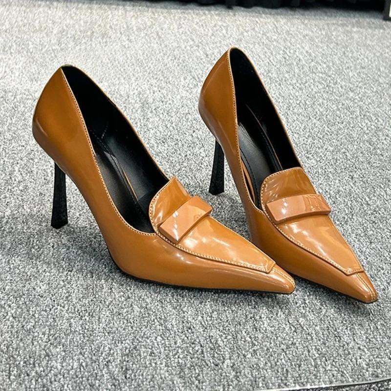 Shallow Solid Women Pumps Slip On Belt Buckle Stiletto High Heel Pointed Toe Pumps Fashion Casual 2025 New Arrivals Autumn Pumps