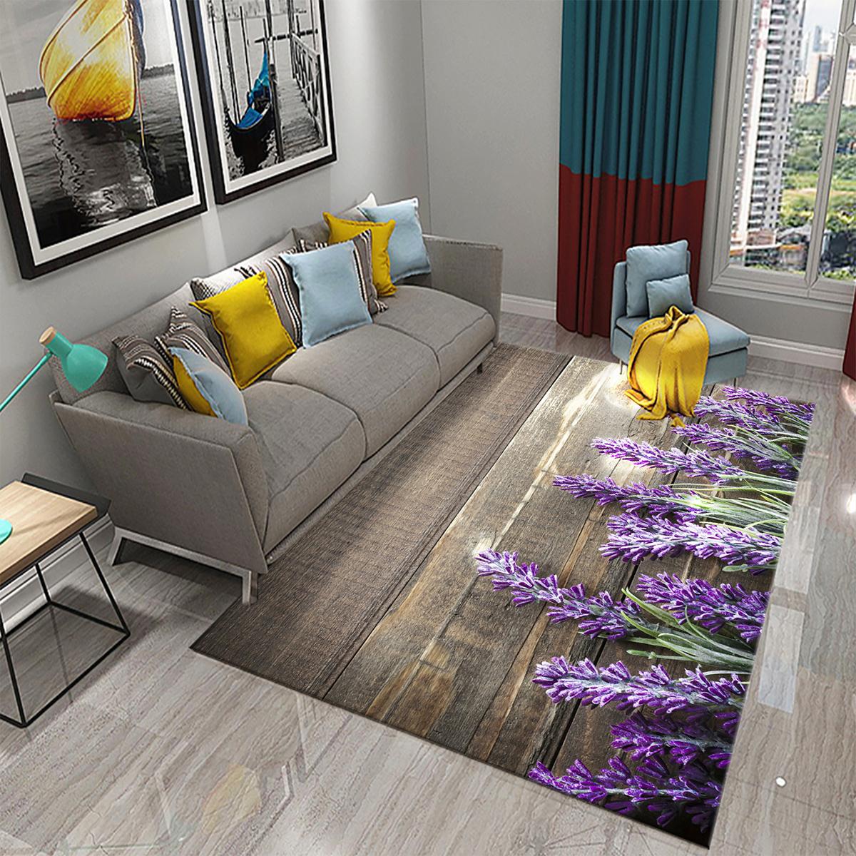 

Purple Lavender Flowers Carpets Romantic Sea of Flowers Rugs for Bedroom Home Floor Rug Bathroom Entrance Doormat Non-slip Rugs 40x60cm 16x24 inch