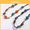 Bohemian Floral Woven Waist Belt With Wooden Beads Handmade For Casual Vacation Wear