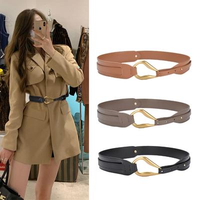 Four Seasons Available New Fashionable Leather Decorative Belt Versatile Big Windbreaker Sweater Elastic Wide Belt Waist With Dress