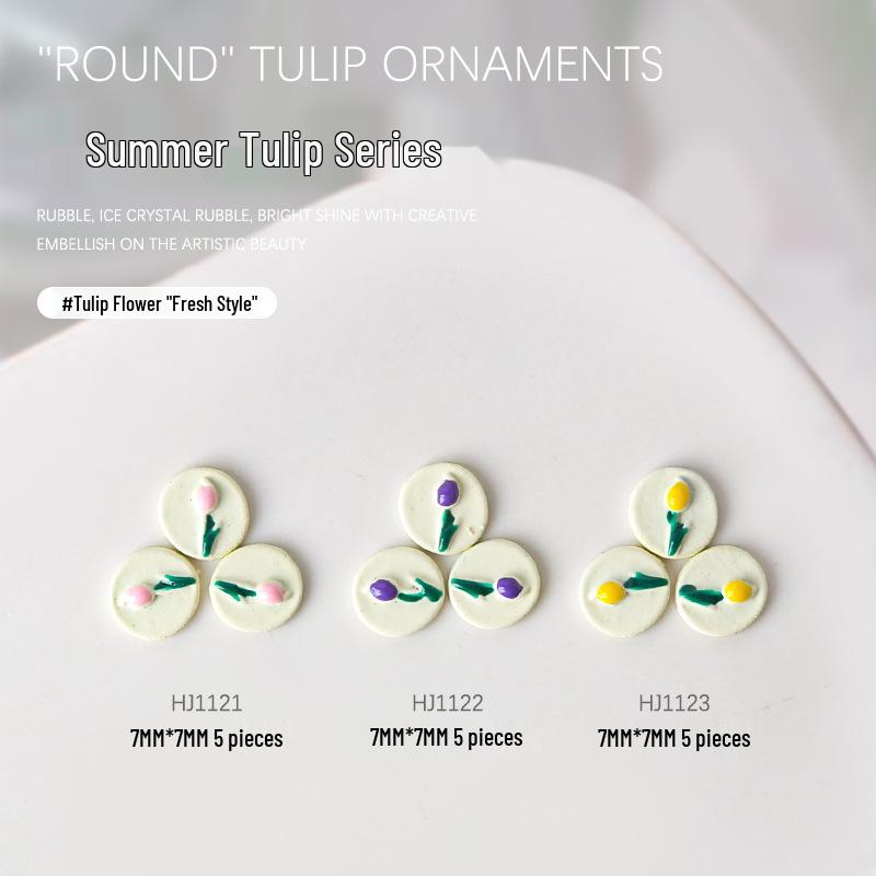 Vintage Tulip Flower Nail Decorations - 5 Pcs
