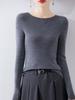 Women's Slim Fit Solid Color One-Shoulder Wool Sweater for Autumn/Winter
