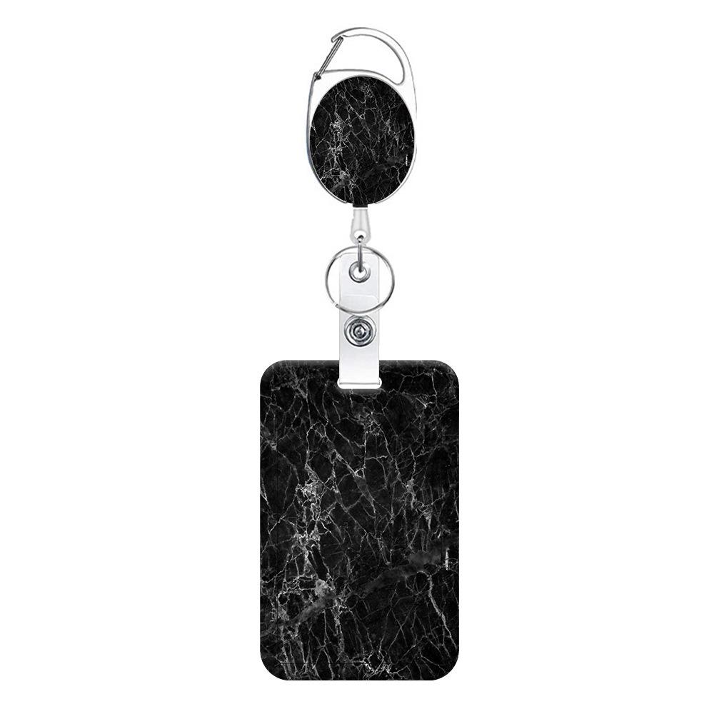 Retractable Hard Shell Card Holder with Lanyard and Back Clip for Employee or Student ID