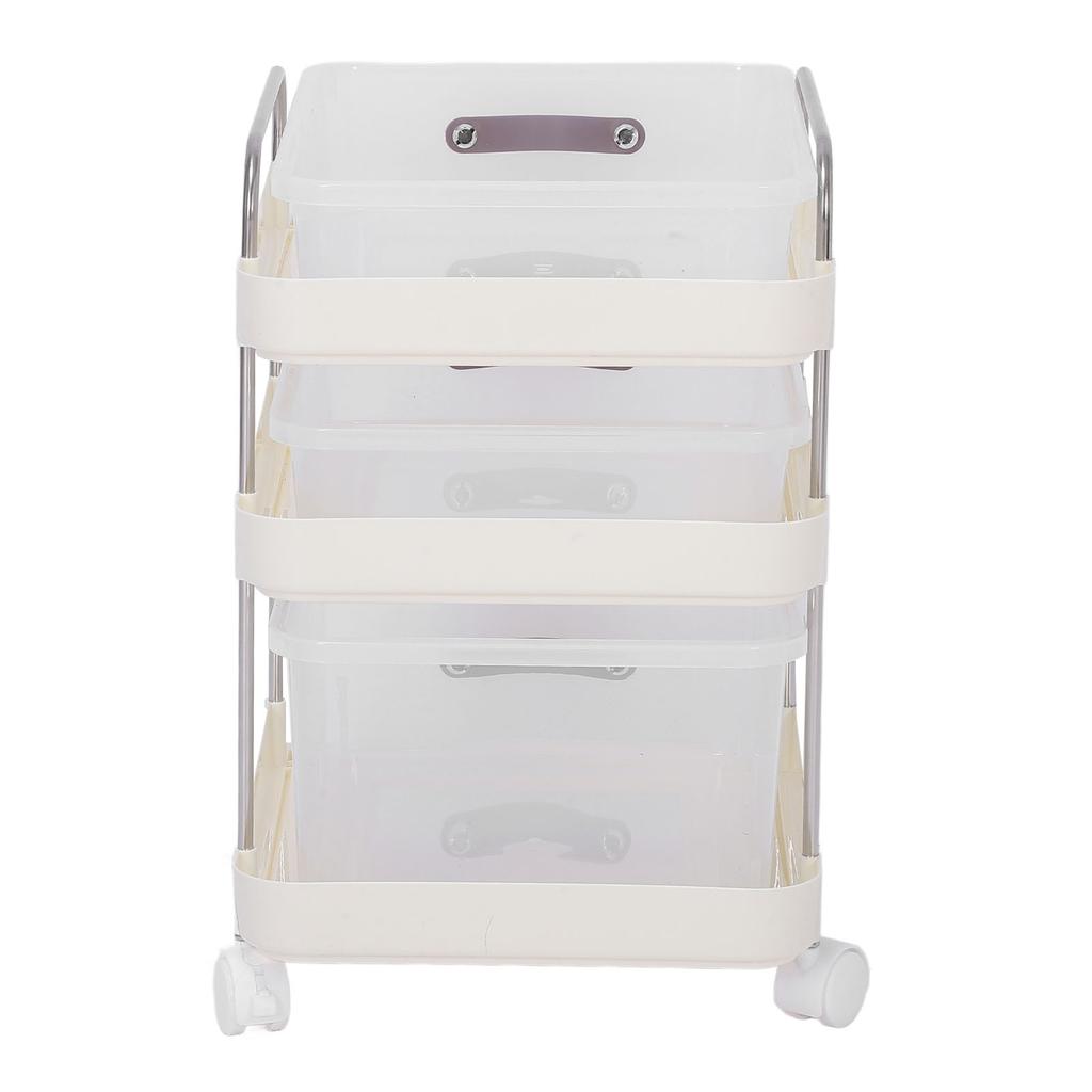 Rolling Utility Cart with Drawers PP Clear Mobile Utility Storage Cart with Lockable Wheels for